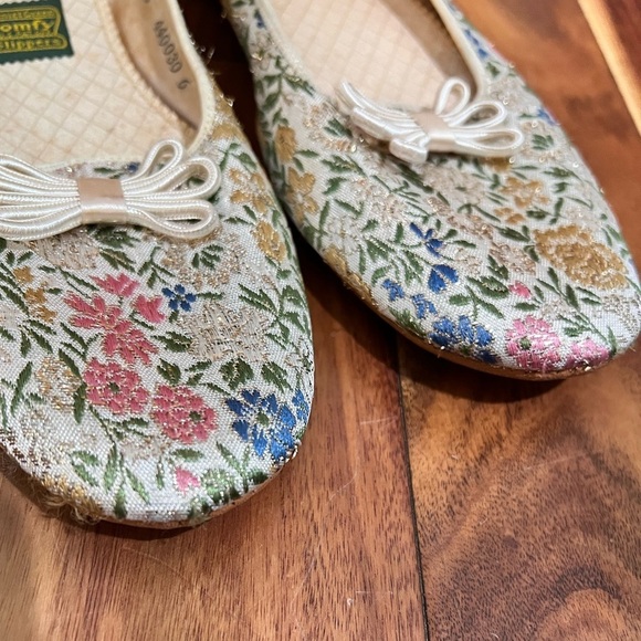 Vintage Daniel Green 6 Embroidered 1960s Retro Ballet Slipper Shoes - Picture 3 of 6